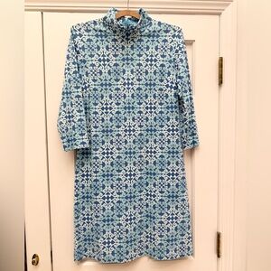 J McLaughlin Bedford Catalina Cloth Blue Geo Dress